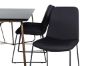 Imagine Masa de dining Petra, MDF negru cu furnir de cupru distorsionat + scaun de dining Muce, picioare negre, material negru_6