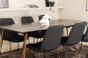 Imagine Masa de dining Petra, MDF negru cu furnir de cupru distorsionat + scaun de dining Muce, picioare negre, material negru_6