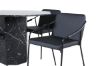 Imagine Marbs Round Dining Table - Black / Black Glass Marble+Tvist Chair - Black / Black PU_4