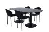 Imagine Masa de dining ovala Pillan, negru sticla marmura + scaun de dining Vault, picioare negre, material negru_4