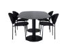 Imagine Masa de dining ovala Pillan, negru sticla marmura + scaun de dining Vault, picioare negre, material negru_4