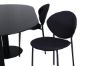 Imagine Masa de dining ovala Pillan, negru sticla marmura + scaun de dining Vault, picioare negre, material negru_4