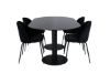 Imagine Masa de dining ovala Pillan, sticla neagra marmura + scaun de dining Wrinkles, picioare negre, catifea neagra_4