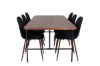 Imagine Masa de dining Uno, furnir de nuc negru + scaun de dining Polar, picioare de nuc, material negru_6