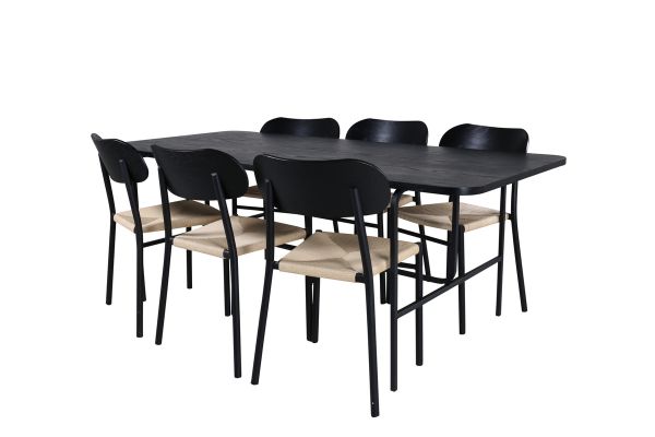 Imagine Masa de dining Uno - Negru / Furnir negru + Scaun de dining Polly - Negru / Naturale _6