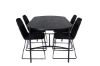 Imagine Masa de dining ovala Skate, furnir negru + 4 scaune de dining Muce, picioare negre, material textil negru