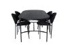 Imagine Masa de dining Skate Oval, Furnir Negru+4 Scaune de dining Vault, Picioare Negre, Material textil Negru