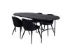 Imagine Masa de Dining ovala Skate, Furnir negru + scaun de Dining din catifea, Picioare negre, Material negru_4