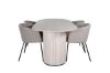 Imagine Masa de dining ovala Bianca, White Wash Black Veneer+Berit Scaun, Black Beige Fabric (poliester in )_4