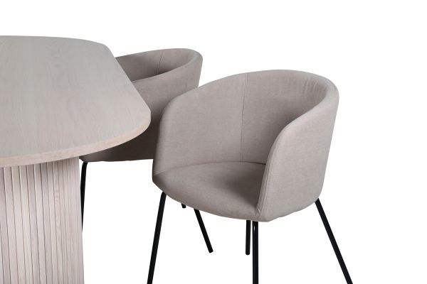 Imagine Masa de dining ovala Bianca, White Wash Black Veneer+Berit Scaun, Black Beige Fabric (poliester in )_4