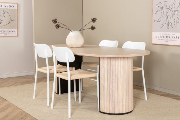 Imagine Masa de dining ovala Bianca - White Wash / Furnir White Wash + Scaun de dining Polly - Alb / Natural _4