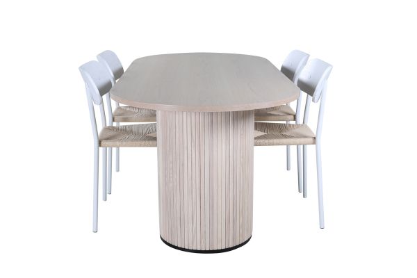 Imagine Masa de dining ovala Bianca - White Wash / Furnir White Wash + Scaun de dining Polly - Alb / Natural _4