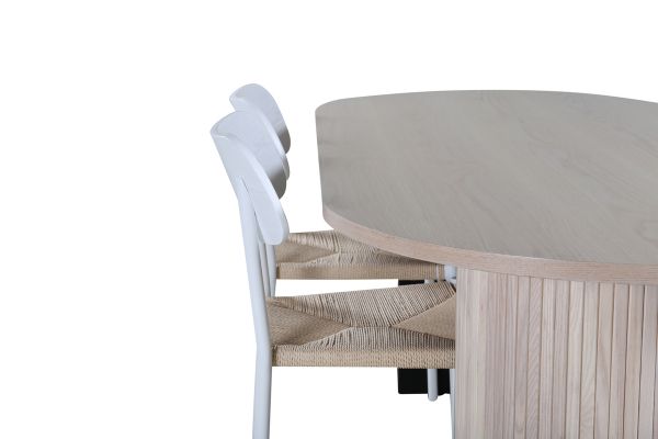 Imagine Masa de dining ovala Bianca - White Wash / Furnir White Wash + Scaun de dining Polly - Alb / Natural _4