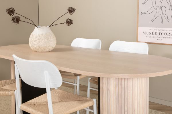 Imagine Masa de dining ovala Bianca - White Wash / Furnir White Wash + Scaun de dining Polly - Alb / Natural _4