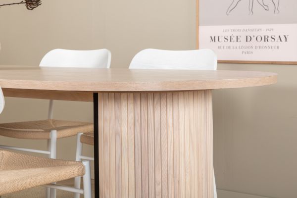 Imagine Masa de dining ovala Bianca - White Wash / Furnir White Wash + Scaun de dining Polly - Alb / Natural _4