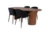 Imagine Masa de dining ovala Bianca, furnir nuc negru + scaun de dining Arch, picioare nuc, material negru_4