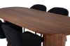 Imagine Masa de dining ovala Bianca, furnir nuc negru + scaun de dining Arch, picioare nuc, material negru_4