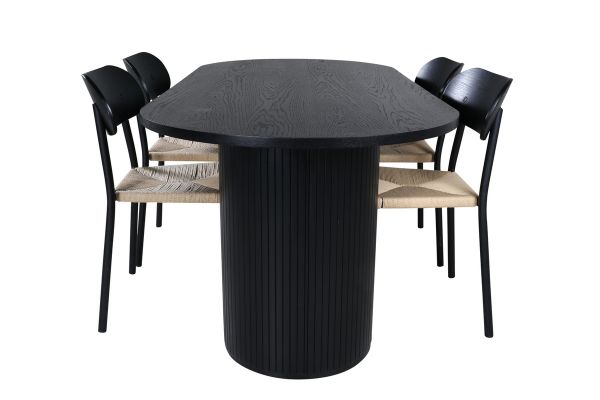 Imagine Vă rugăm să traduceți complet Tabelul de dining oval Bianca - Negru / Furnir negru + Scaun de dining Polly - Negru / Natură _4