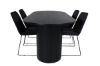 Imagine Masa de Dining ovala Bianca, Furnir Negru + 4 Scaune de Dining Muce, Picioare Negre, Material Negru