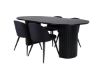 Imagine Masa de dining ovala Bianca, cu finisaj negru din furnir + scaun de dining din catifea, cu picioare negre, cu material textil negru_4