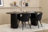 Imagine Masa de dining ovala Bianca, cu finisaj negru din furnir + scaun de dining din catifea, cu picioare negre, cu material textil negru_4