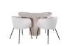 Imagine Masa de Dining rotunda Bianca, Alb Wash Black Veneer+Berit Scaun, Negru Catifea Bej_4