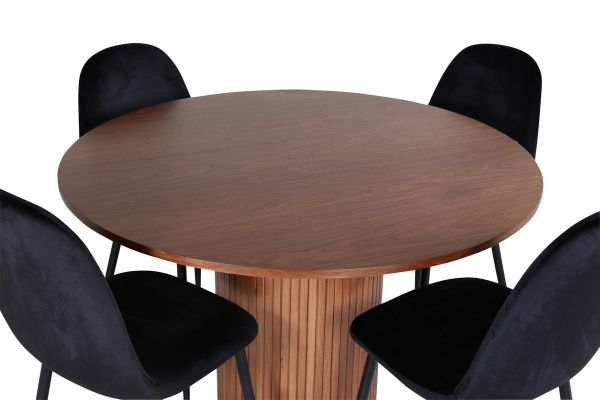 Imagine Bianca Round Dining Table - Walnut / Black Veneer+Polar Dining Chair - Black legs / Black Velvet (ersätter 19902-888)_4