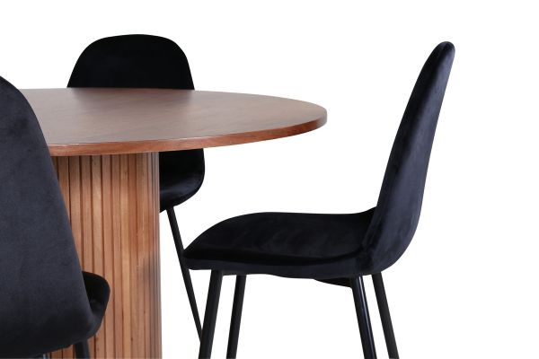 Imagine Bianca Round Dining Table - Walnut / Black Veneer+Polar Dining Chair - Black legs / Black Velvet (ersätter 19902-888)_4