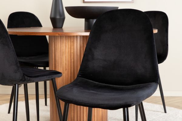 Imagine Bianca Round Dining Table - Walnut / Black Veneer+Polar Dining Chair - Black legs / Black Velvet (ersätter 19902-888)_4