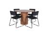 Imagine Masa de dining rotunda Bianca - Walnut / Furnir negru + Scaun Kenth - Negru / Catifea neagra_4