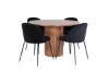 Imagine Masa de dining rotunda Bianca - Nuc / Furnir Negru + Scaun de dining Wrinkles - Picioare Negre - Catifea Neagra_4