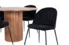 Imagine Masa de dining rotunda Bianca - Nuc / Furnir Negru + Scaun de dining Wrinkles - Picioare Negre - Catifea Neagra_4