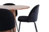 Imagine Masa de dining rotunda Bianca - Nuc / Furnir Negru + Scaun de dining Wrinkles - Picioare Negre - Catifea Neagra_4