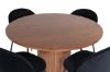 Imagine Masa de dining rotunda Bianca - Nuc / Furnir Negru + Scaun de dining Wrinkles - Picioare Negre - Catifea Neagra_4