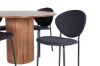 Imagine Masa de dining ovala Bianca - Nuc / Furnir Negru + Scaun de Dining Vault - Picioare Negre - Material Negru_4