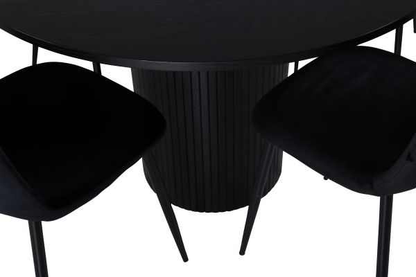 Imagine Masa de dining rotunda Bianca, furnir negru + scaun de dining Polar, picioare negre, catifea neagra (inlocuieste 19902,888)_4