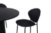 Imagine Masa de dining rotunda Bianca, Furnir negru + Scaun de dining Vault, Picioare negre, Material textil negru_4