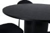 Imagine Masa de dining rotunda Bianca, Furnir negru + Scaun de dining Vault, Picioare negre, Material textil negru_4