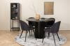 Imagine Masa de dining rotunda Bianca, furnir negru+ Scaun de dining din Catifea, picioare negre, material textil negru_4