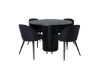 Imagine Masa de dining rotunda Bianca, furnir negru+ Scaun de dining din Catifea, picioare negre, material textil negru_4