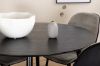 Imagine Masa de dining Dipp - 115 cm - Furnir negru / Picioare complet negre + Scaun Emma - Negru / Catifea neagra si gri deschis in spate Catifea gri in fata_4