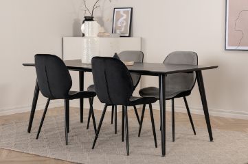 Imagine Dipp Dining Table - 180*90cm - Black Veneer / all black legs +Emma Chair - Black /Light Grey _4