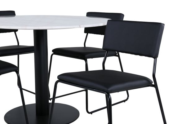 Imagine Vă rugăm să traduceți complet Estelle Round Dining Table ø106 H75 - White / Black + Kenth Chair - Black / Black PU_4