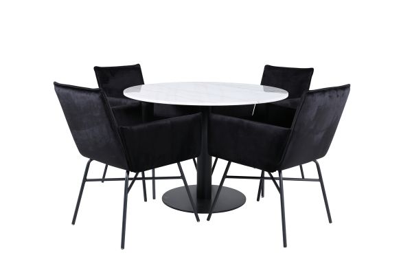 Imagine Estelle Round Dining Table ø106 H75 - White / Black+Petra Chair - Black / Black Velvet_4