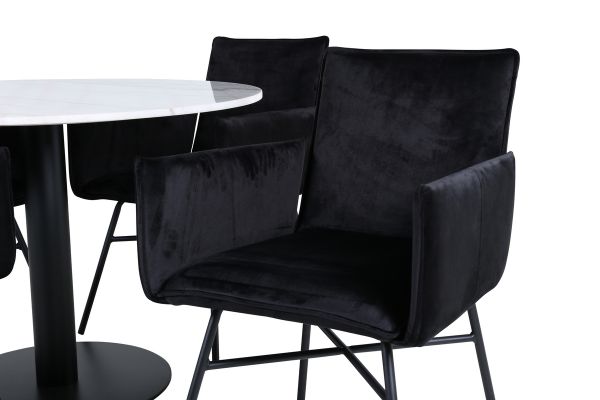 Imagine Estelle Round Dining Table ø106 H75 - White / Black+Petra Chair - Black / Black Velvet_4