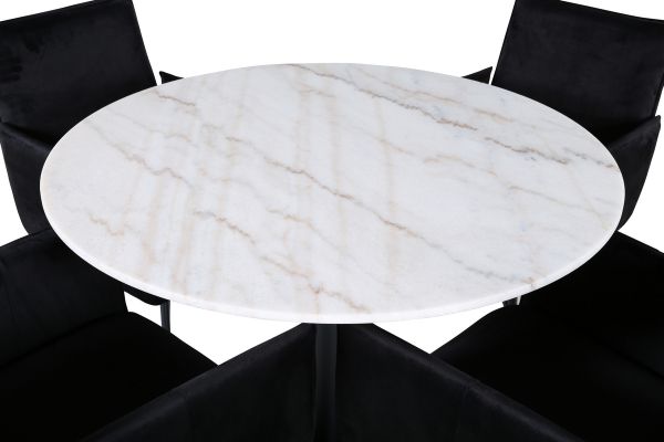 Imagine Estelle Round Dining Table ø106 H75 - White / Black+Petra Chair - Black / Black Velvet_4