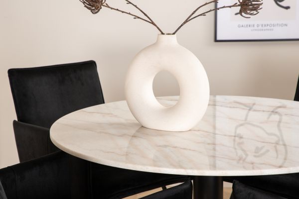 Imagine Estelle Round Dining Table ø106 H75 - White / Black+Petra Chair - Black / Black Velvet_4