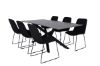 Imagine Masa de dining Piazza, negru gri, furnir+6 scaune de dining Muce, picioare negre, material negru_6