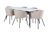 Imagine Masa de dining Jimmy - Negru / Alb HPL + Scaun Berit - Negru / Material textil Bej (Poliester / in) _ 6