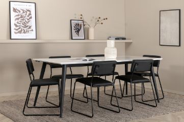 Imagine Masa de Dining Jimmy - Negru / Alb HPL+Scaun Kenth - Negru / Piele Neagra_6